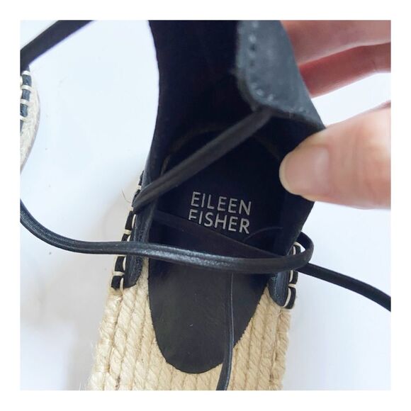 Eileen Fisher Tumbled Leather D’Orsay Flat Espadrille Sandal size 10 - Picture 5 of 12